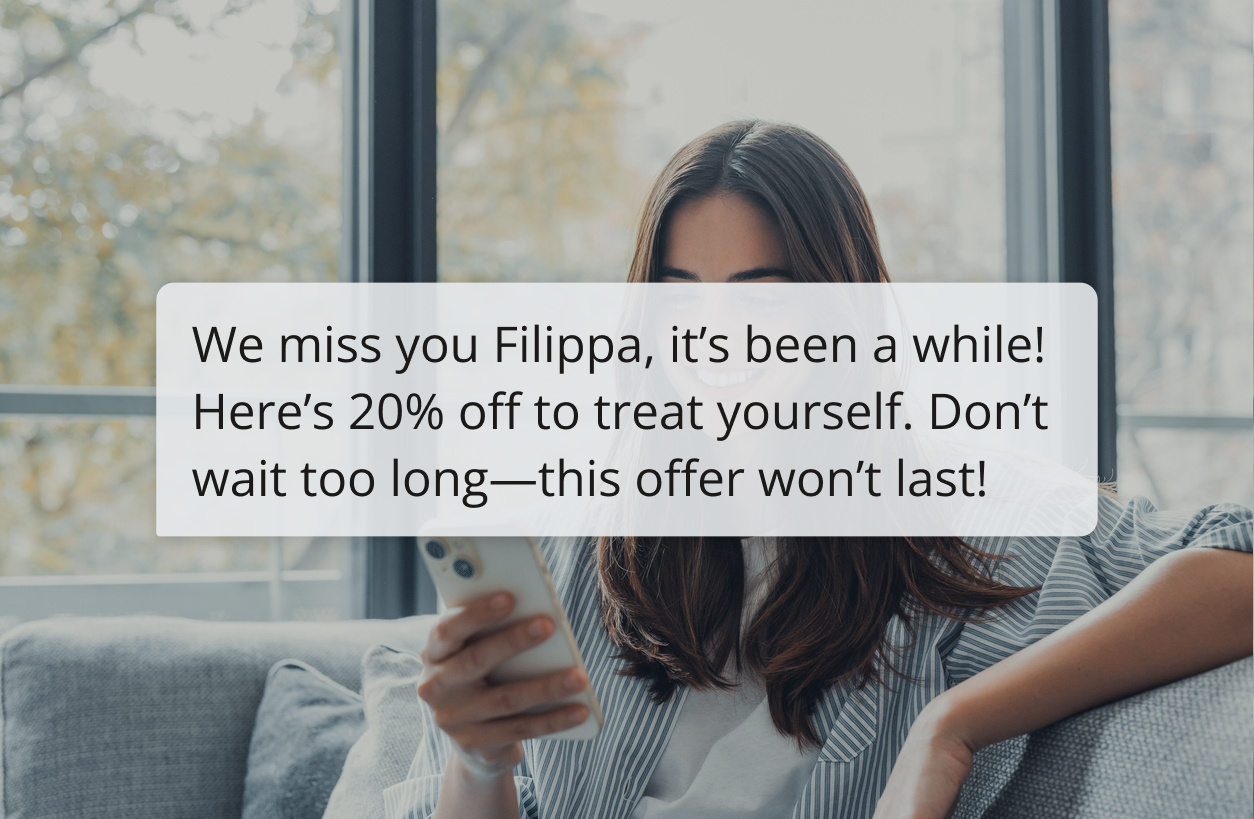 Woman reading text message in the couch3