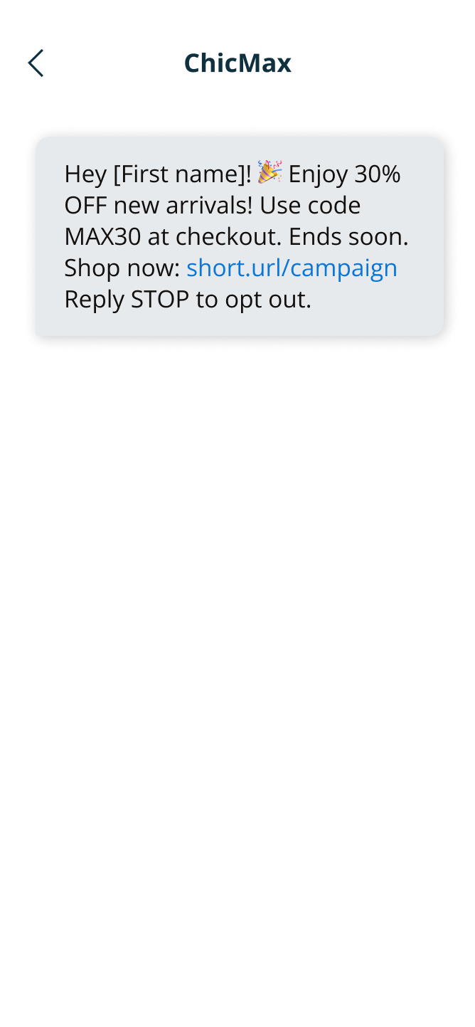 Markkinointi use case - SMS page